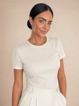 T-shirt aderente in misto seta Aria