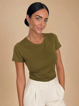 T-shirt aderente in misto seta Aria