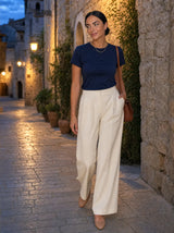 T-shirt aderente in misto seta Aria