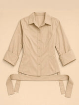 Camicia slim in puro cotone con fiocco dietro regolabile Lurea