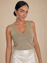 Canotta in viscosa lurex con pizzo Dafne