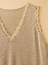Canotta in viscosa lurex con pizzo Dafne