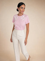 T-shirt con nodi cinesi applicati Loto