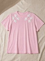 T-shirt con nodi cinesi applicati Loto