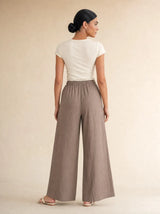 Pantalone puro cotone effetto lino Marevia