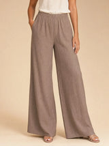 Pantalone puro cotone effetto lino Marevia