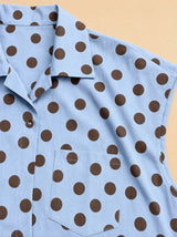 Camicia a pois smanicata a gilet con taschino frontale, elastico dietro Celestia