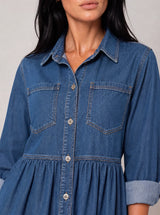 Abito chemisier in jeans leggero con tasche frontali Nives