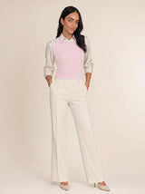 Gilet donna in maglia misto cotone bicolore con profili a contrasto Livia