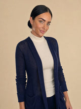 Cardigan lungo in frisé con cappuccio e tasche Livia