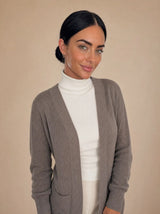 Cardigan lungo in frisé con cappuccio e tasche Livia