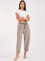 Pantalone misto lino baggy fit Marea Testa di Moro