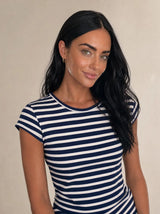 T-shirt a righe girocollo in viscosa Riva