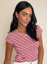 T-shirt a righe girocollo in viscosa Riva