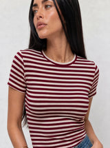 T-shirt a Righe Girocollo Testa di moro