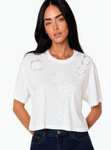 Maglia con inserti pizzo di rose