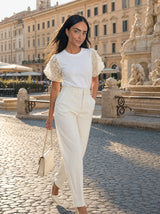 T-shirt con maniche ricamate in cotone Dafne