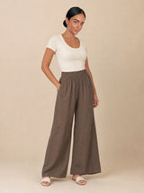 Pantalone puro cotone effetto lino Marevia