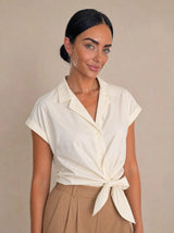 Camicia maniche corte con fiocco laterale Alisea