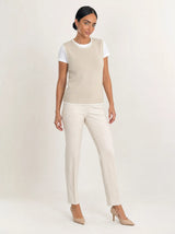 Gilet donna in maglia misto cotone bicolore con profili a contrasto Livia