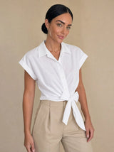 Camicia maniche corte con fiocco laterale Alisea