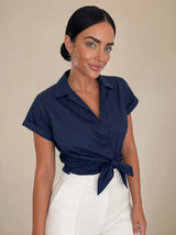 Camicia maniche corte con fiocco laterale Alisea
