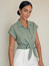 Camicia maniche corte con fiocco laterale Alisea