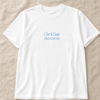 T-shirt slim fit con ricamo frontale Celeste