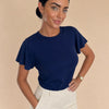T-shirt aderente in misto seta Aria