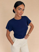 T-shirt aderente in misto seta Aria