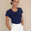 T-shirt aderente in misto seta Aria