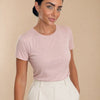 T-shirt aderente in misto seta Aria