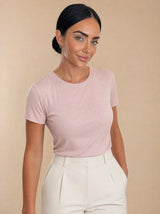 T-shirt aderente in misto seta Aria