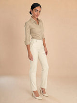 Camicia slim in puro cotone con fiocco dietro regolabile Lurea