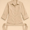Camicia slim in puro cotone con fiocco dietro regolabile Lurea