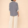 Camicia maniche risvolto a righe contrasto, con fiocco Elvire