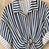 Camicia maniche risvolto a righe contrasto, con fiocco Elvire