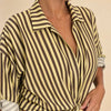 Camicia maniche risvolto a righe contrasto, con fiocco Elvire