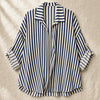 Camicia maniche risvolto a righe contrasto, con fiocco Elvire