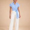 Camicia maniche corte con fiocco laterale Alisea