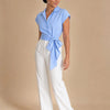 Camicia maniche corte con fiocco laterale Alisea