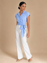 Camicia maniche corte con fiocco laterale Alisea