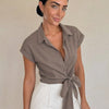 Camicia maniche corte con fiocco laterale Alisea