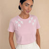 T-shirt con nodi cinesi applicati Loto