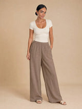 Pantalone puro cotone effetto lino Marevia