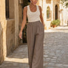 Pantalone puro cotone effetto lino Marevia