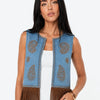 Gilet denim con ricami con frange Talassa