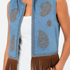 Gilet denim con ricami con frange Talassa