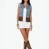 Gilet denim con ricami con frange Talassa