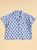 Camicia a pois smanicata a gilet con taschino frontale, elastico dietro Celestia